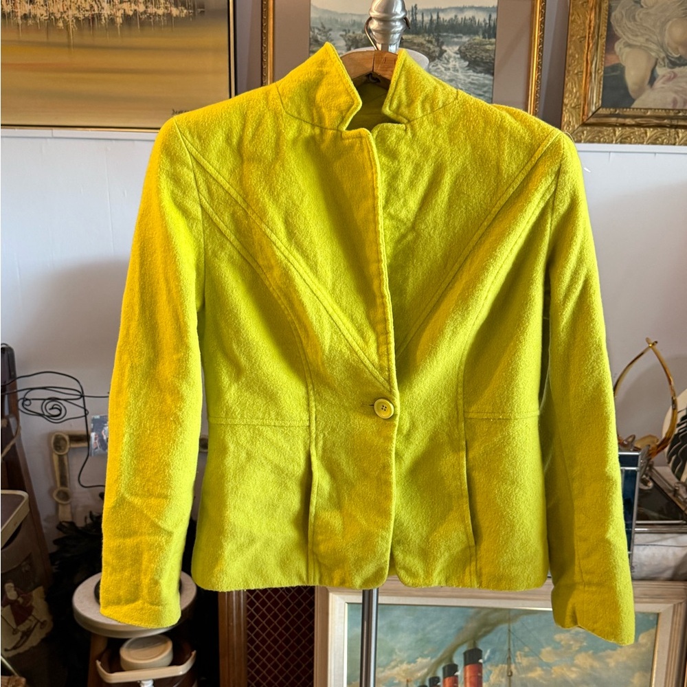 Louben Neon Green? Yellow? Wool and Cashmere Blazer